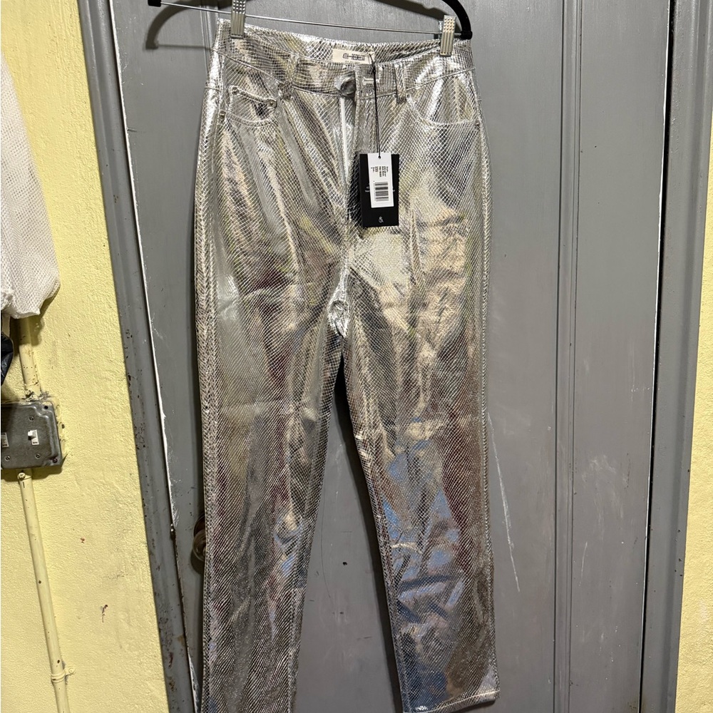 4th + Reckless Silver faux snakeskin pants